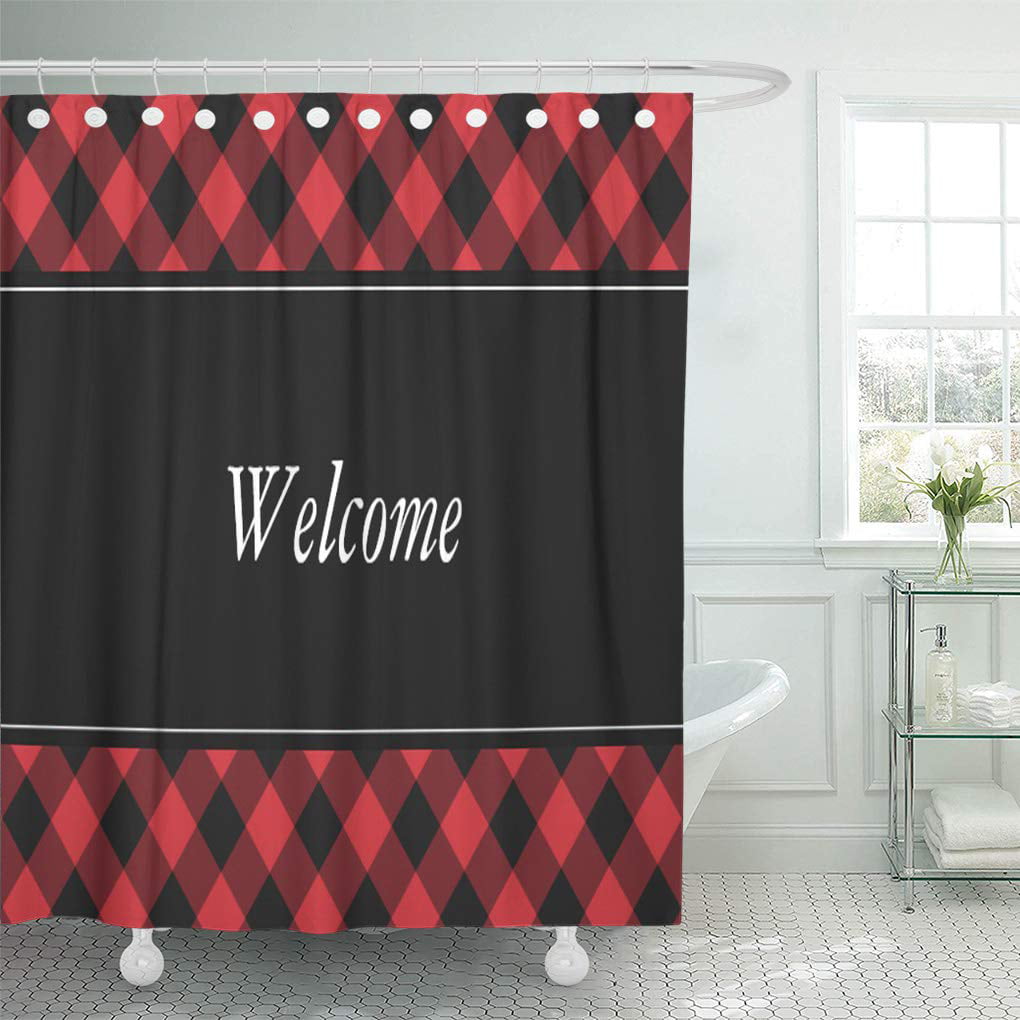 Cynlon Tartan Bold Buffalo Check Plaid, Red And Black Buffalo Plaid Shower Curtain