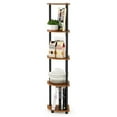 thumbnail image 6 of Furinno 11.6 W x 11.6 D x 57.7 H 5-Shelf Corner Display Freestanding Shelving Unit, Light Cherry and Black, 6 of 7