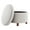 Cream Fabric, variant on Classic Round Storage Ottoman Footstool with Removable Lid, Upholstered Faux Leather/Fabric, Wooden Legs for Living Room & Bedroom