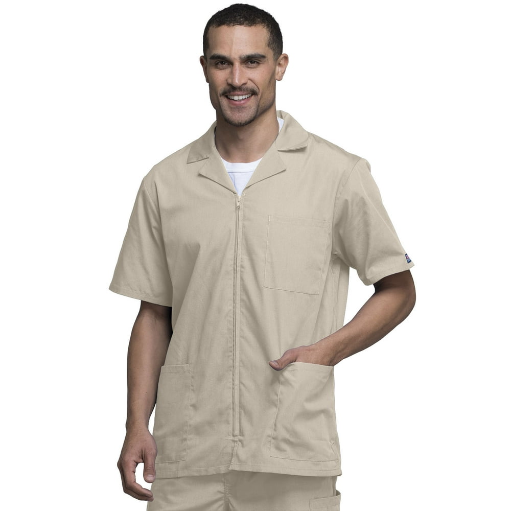 Cherokee Cherokee Workwear Originals Scrubs Warm Up Jacket for Men Zip Front Plus Size 4300