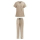 thumbnail image 2 of Conjunto de uniforme de enfermería, ropa de trabajo cómoda, bata con cuello en V para mujer Albaricoque, 2 of 9