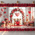 thumbnail image 6 of Red Heart Valentine's Day Banner Pink Flower Dance Party Display Balloon Decor Cupcake Design Romantic Backdrop for Valentine's Day Party Dance Event Romantic Celebration, 6 of 9