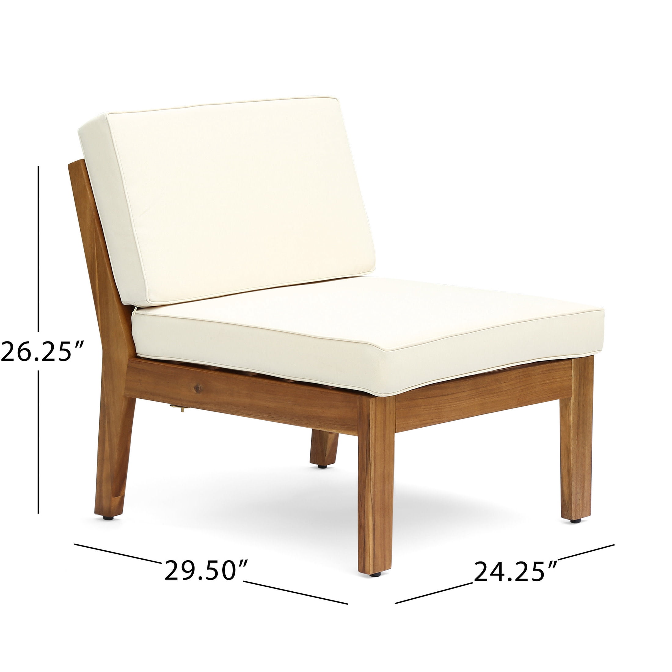 Christopher Knight Home 6-Piece Acacia Wood Outdoor Sectional Sofa Set with Patio Coffee Table, Beige Cushion