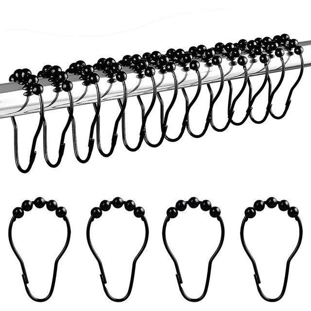 Anillos de ducha de acero inoxidable (12 piezas, negro) oso de fresa Electrónica