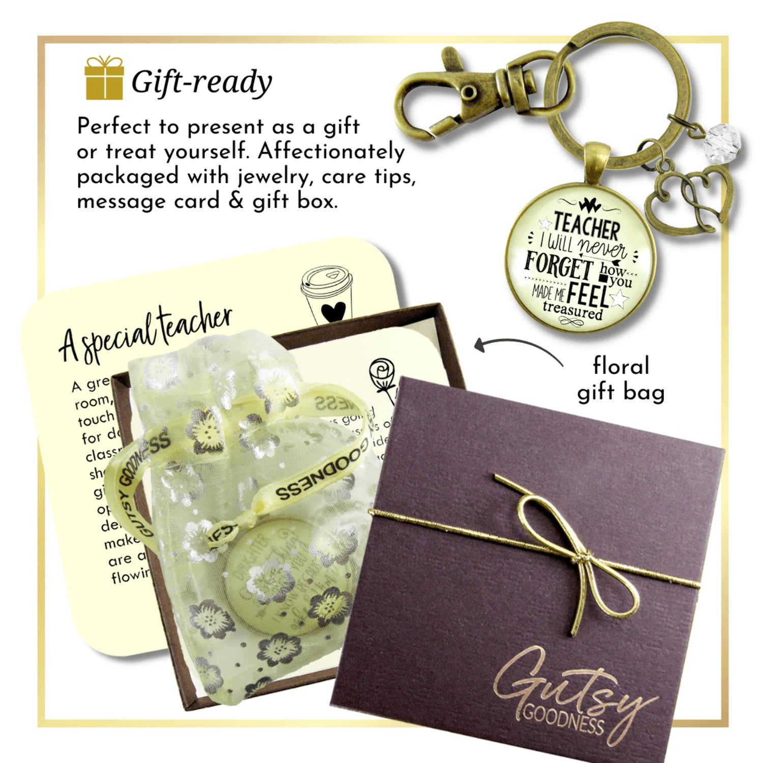 Teacher Keychain I Will Never Forget Inspirational Life Adult Jewelry Appreciation Gift
