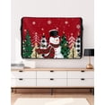 thumbnail image 3 of Outdoor TV Cover 52 to 55 Inch Weatherproof, Red Snowman Merry Christmas Waterproof TV Screen Protector for Outside Decor with Zipper and Pocket 52"L x 30"H , Xmas Buffalo Tree Winter Snowflakes, 3 of 7
