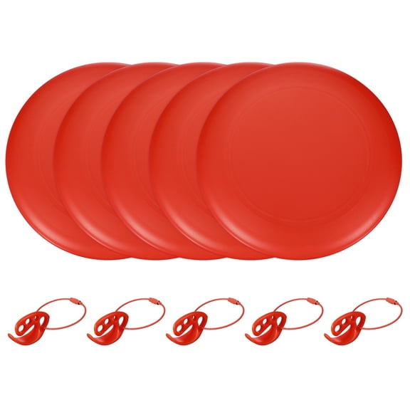 Flying Disc, Sports Flying Disc 10.7 inch & 175g & 5 Pack & Plastic & Red with Carry Ring - Fitting for (Outdoor/Beach/Camping/Park/Pet/Pro/Beginners)