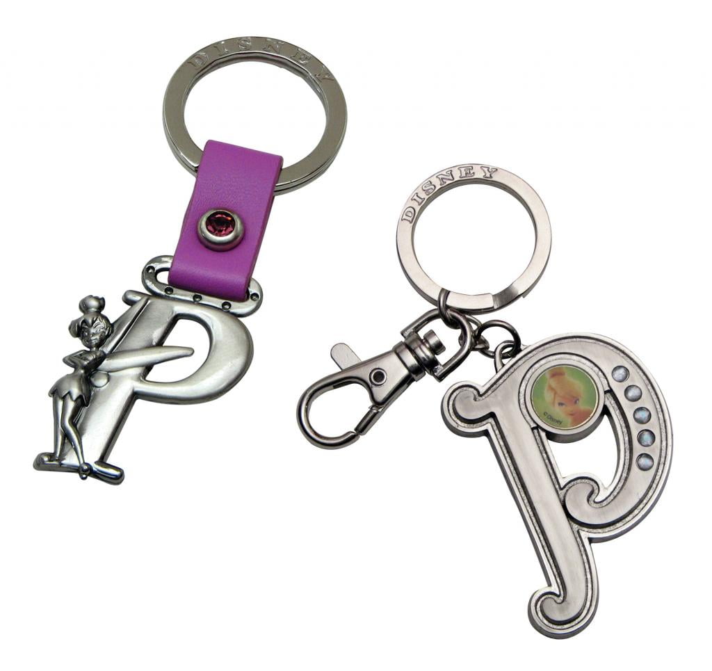 Bundle 2 Items Tinker Bell Letter P Pewter Keychains