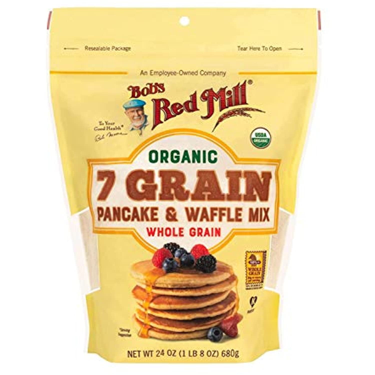 Bob's Red Mill Organic Whole Grain Pancake & Waffle Mix 24 oz (Pack of