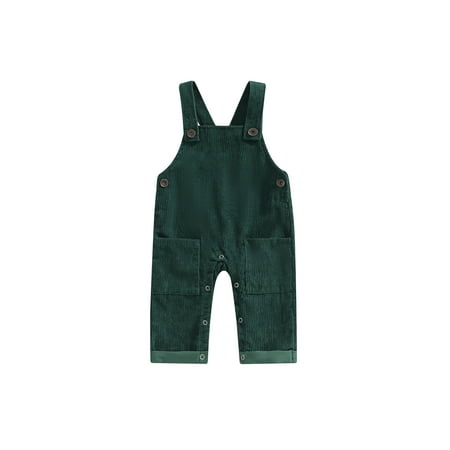 

Diconna Baby Toddler Girls Boys Corduroy Plain Pocket Suspender Pants Bib Overalls Jumpsuit Green 4-5 Years