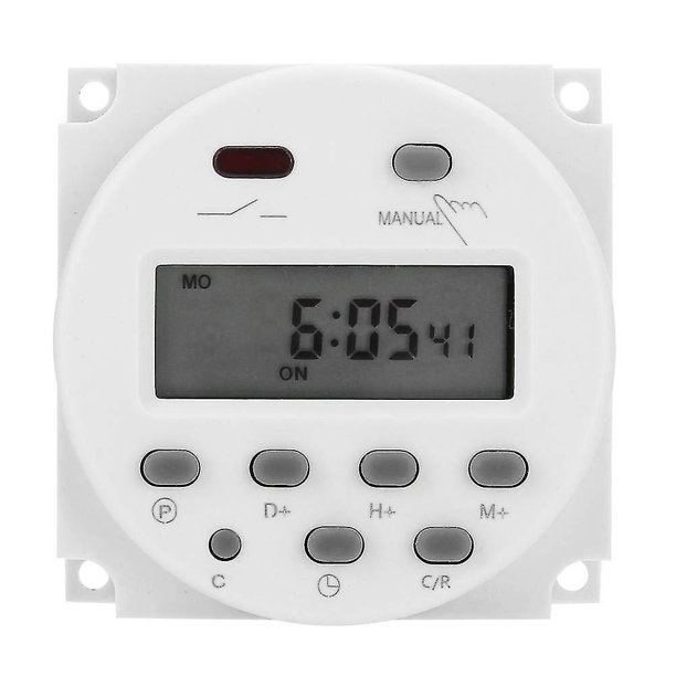 12v Mini Lcd Digital Lcd Power Weekly Timer Relay Switch Digital Timer Power Timer Control con cubierta impermeable blanco