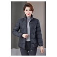 thumbnail image 6 of Women's Stand Collar Puffer Jacket, Plus Size Lightweight Quilted Winter Coat, Full Zip Casual Jacket, Oversized Warm Coat, Everyday Outerwear Black XXL, 6 of 8