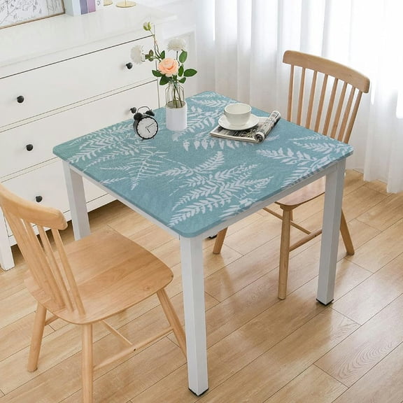 HAOXIT Vinyl Tablecloth Flannel Backed Stain-Resistant Table Cloth Oil-Proof Wipeable Indoor/Outdoor and Dining Table Cover ( Square) white