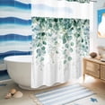 thumbnail image 5 of No Hook Shower Curtain, Eucalyptus Leaves Shower Curtains for Bathroom with See Through Top Window, Green Botanical Summer Spring Leaves Waterproof & Washable Bath Curtain Stall 48"x72", 5 of 9