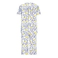 thumbnail image 5 of Tnhcen 2-Piece Women's Trendy Flower Print Summer Pajama Set Cozy Short Sleeve Capri Pants with Pockets Home Clothes S-3XL, 5 of 6