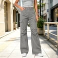 thumbnail image 5 of ClodeEU Women High Waist Flare Leg Cargo Pants,Vintage Casual Slim Bell Bottom Trousers with Pocket Gray,Women's Plus XL, 5 of 7