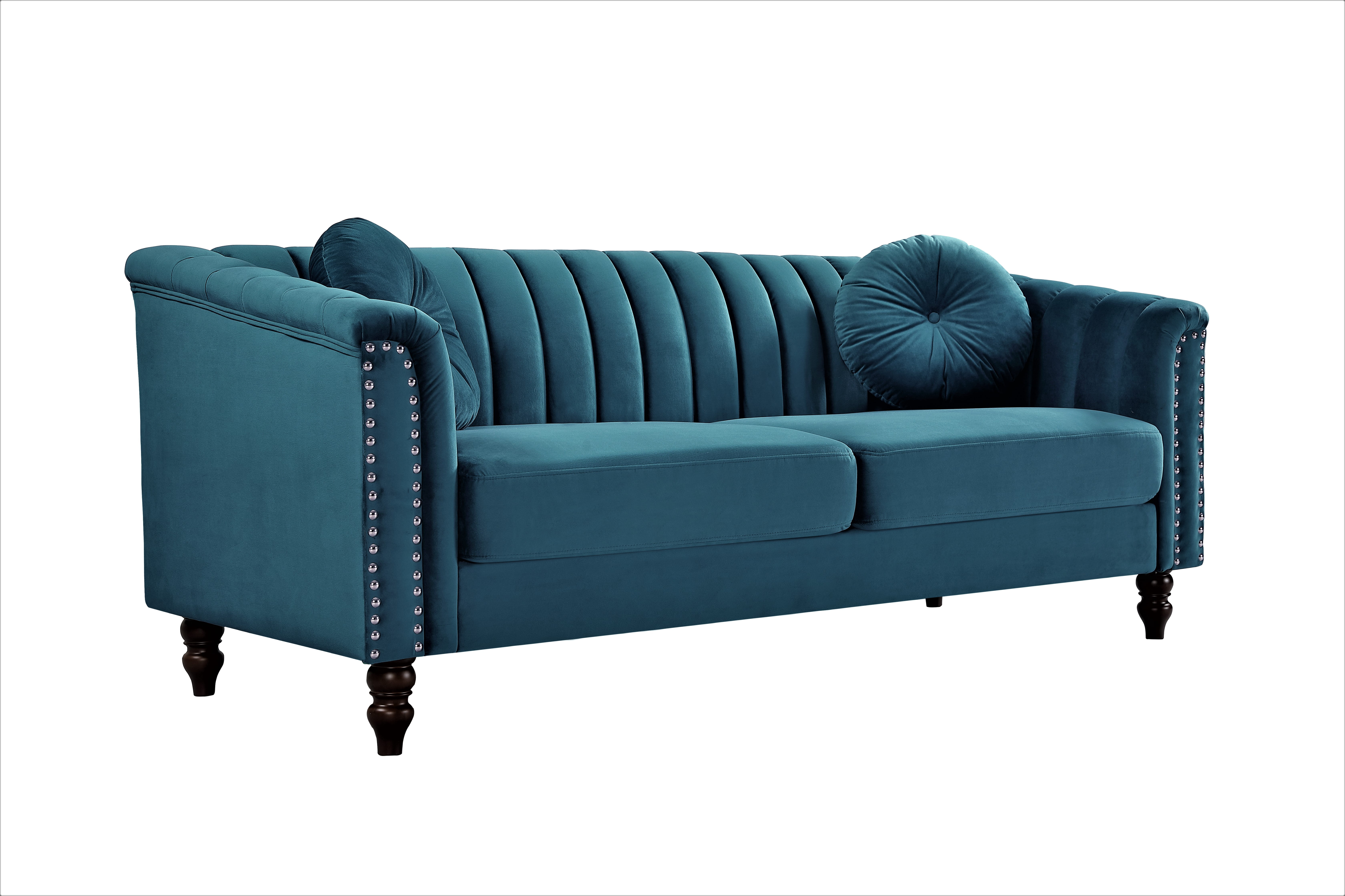 Uspridefurniture 2 Piece Mid Century Velvet Living Room Set Blue Green