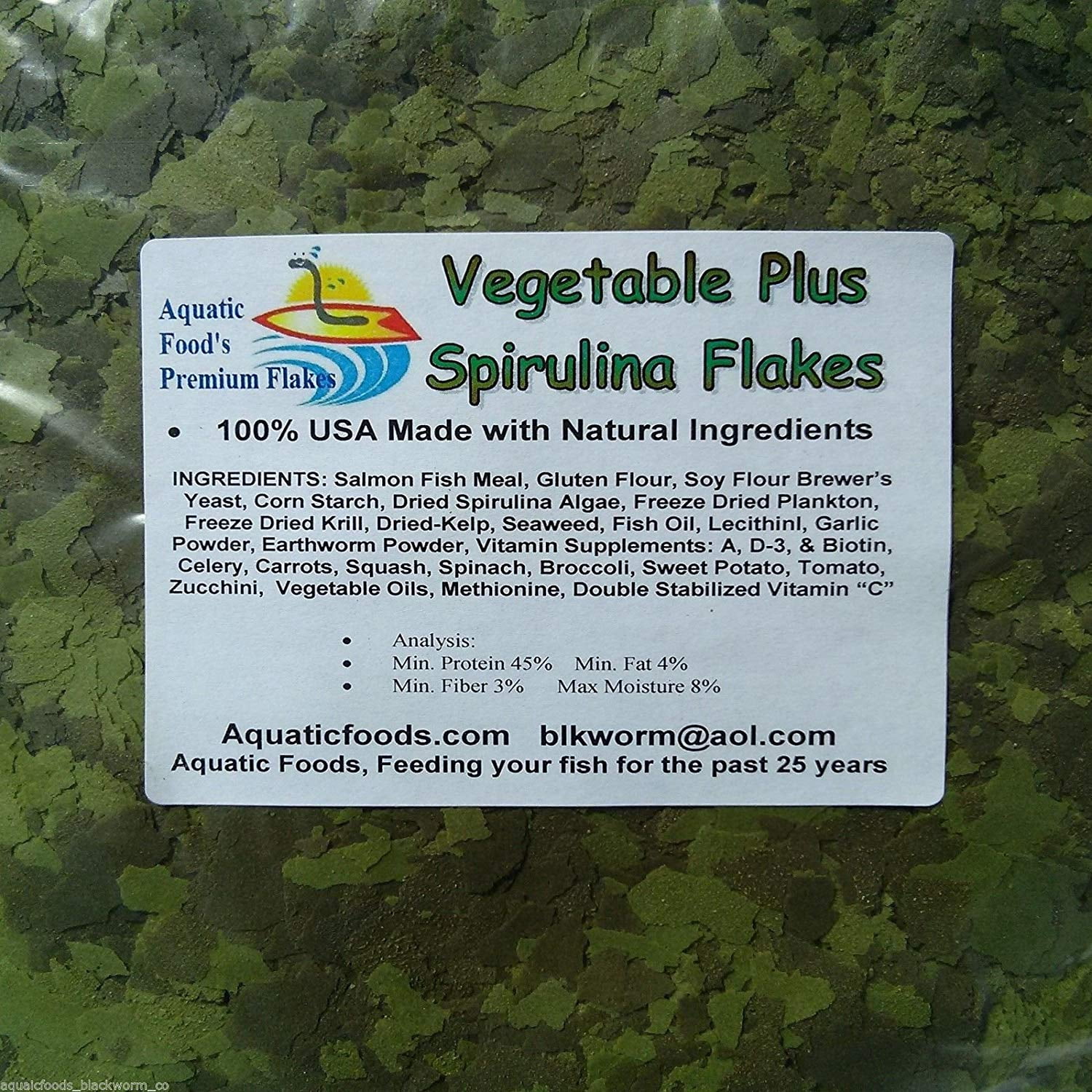 Aquatic Foods Vegetable Mix & Spirulina Algae Plus Flake Blend - 2-lbs.