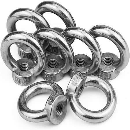

Lifting eye nut eye nut ring nut stainless steel nut for transport lifting 8pcs M10 (silver)