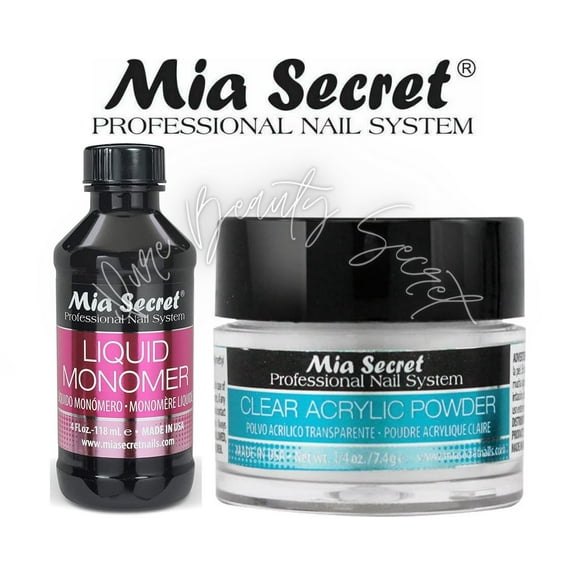 Mia Secret Liquid Monomer 4 oz and CLEAR Powder 0.25 oz