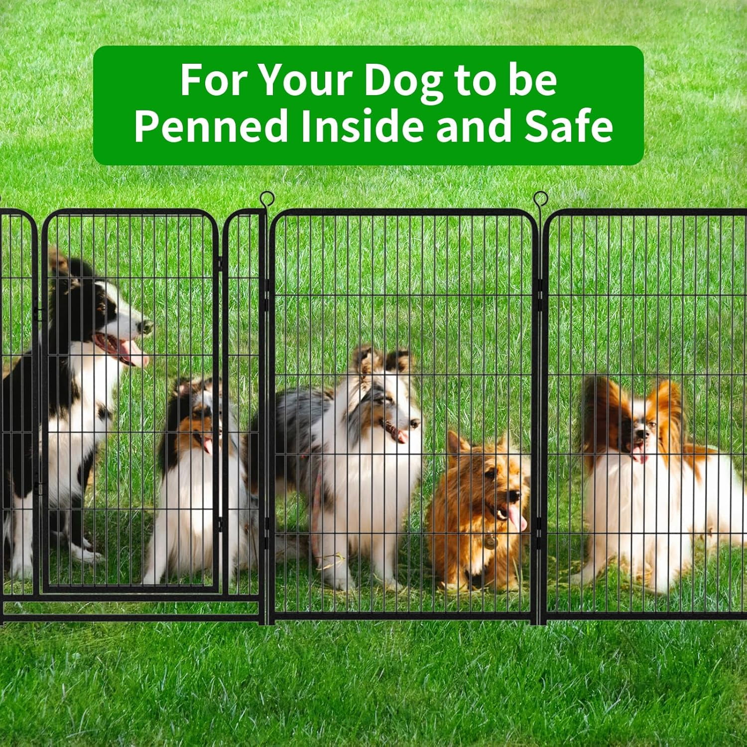 Dog Playpen Outdoor Extra Wide 32 Piece Panels Heavy Duty Dog Fence 40" Height Anti-Rust with Doors Portable for RV Camping Yard, Total 84FT, 561 Sq.ft, Snowy Black