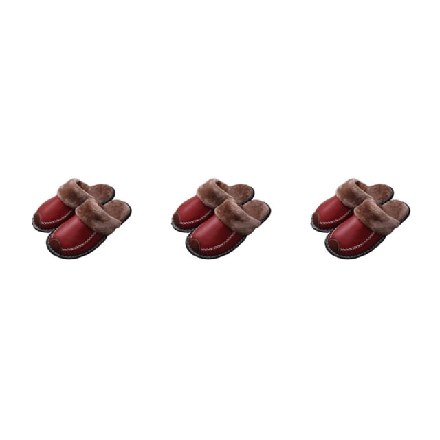 Qarigey Zapatillas de casa Suministros de invierno Calzado cálido Base gruesa Accesorios para el hogar Mujer Mujer Suavidad Vino 25 (35-36) Type1 NO1