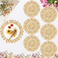 thumbnail image 1 of vfytbgnhj Round Woven Placemats for Dining Table Set of 10 Large Natural Braided Rattan Tablemat Hollow Wicker Charger Plates for Holiday Christmas Kitchen Table Mat  Beige  14 Inches, 1 of 9