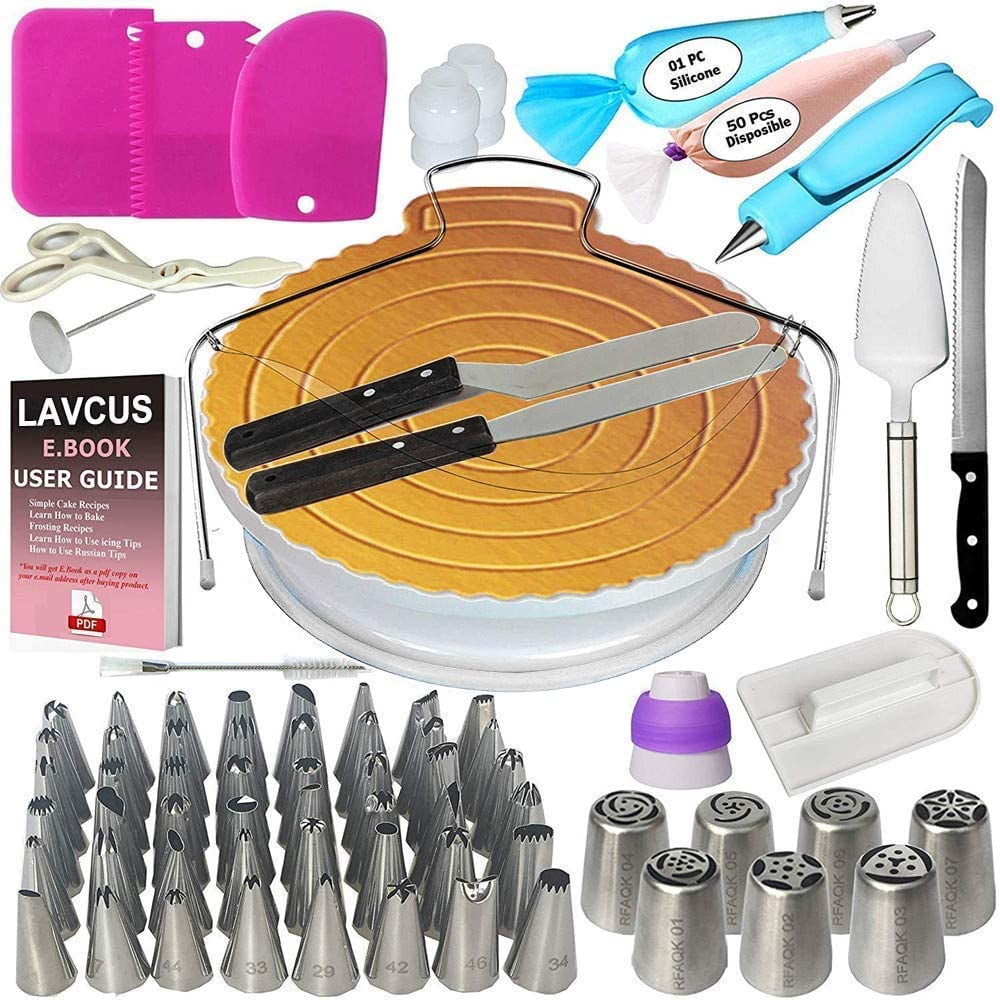Cake Turntable, 124 Pastry Kit Include Spinner Cakes, Pockets ...
