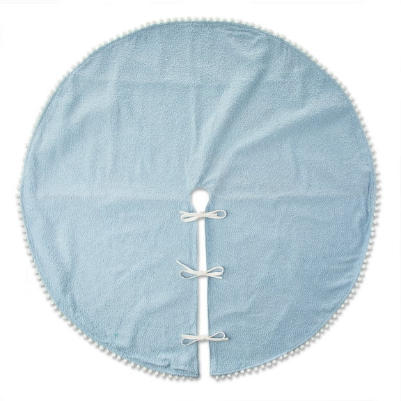 Christmas Tree Skirt with Pom-Poms, Blue, 48", by Holiday Time