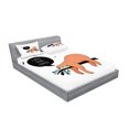 thumbnail image 2 of Ambesonne Animal Fitted Sheet & Pillow Sham Set, Shy Happy Cartoon Sloth, Full, Multicolor, 2 of 2