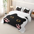 thumbnail image 3 of jejeloiu Cute Cat Paw Twin Quilt Set Kids,Kawaii Animal Footprint Simple Black White Twin Coverlet Set For Girls,2-Piece, 3 of 7