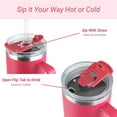 thumbnail image 2 of Drinco 40oz 30oz Tumbler with Handle Vacuum Insulated Stainless Steel-40oz Viva Magenta, 2 of 5