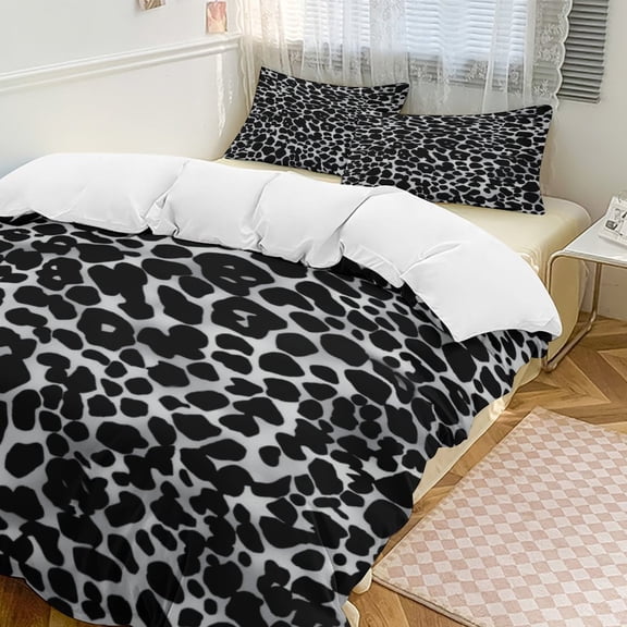 Leopard Print Pattern 3 Pieces Duvet Cover with Zipper Closure,Premium Polyester Lightweight Bedding Set