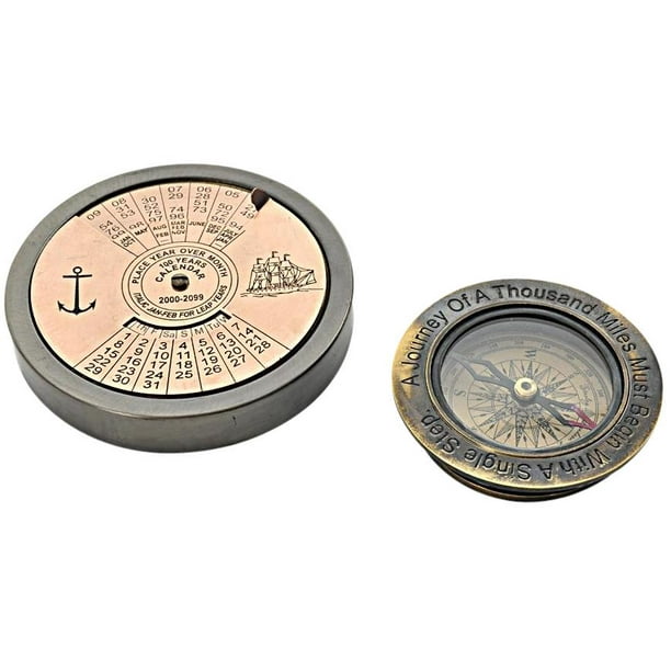 100 Year Calendar and a Compass Quote Nautical Painted Antique Brass New  OM-424 - Walmart.com