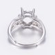 thumbnail image 2 of Adjustable Brass Finger Ring Components 4 Claw Prong Ring Settings with Cubic Zirconia Long-Lasting Plated Oval Platinum Tray: 10x8mm 16~16.5mm, 2 of 3