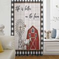 thumbnail image 6 of Farmhouse Barn Sheer Curtains 54 Inches Long, Vintage Cabin Cow Wood Grain Checkered Light Filering Curtains, Breathable Simi Curtain Privacy Drapes for Kitchen Bathroom Nursery Window Treatment, 6 of 9