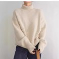 thumbnail image 4 of Suéter de punto holgado de cuello alto grueso para otoño e invierno, estilo holgado, ropa interior y exterior, camisa de fondo, 4 of 6