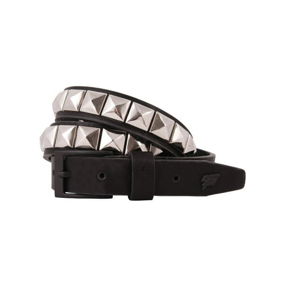Single Stud Leather Belt [Black and Silver]