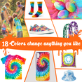thumbnail image 3 of Tie Dye Kit ,18 Colors for Kids Adults, DIY Dyeing Kit Include Gloves, Elastic Band, Table cover, aprons, funnels, droppers, spray heads, hair bands, 3 of 6