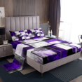 thumbnail image 1 of Erosebridal Geometric Sheet Set Queen, Purple Watercolor Bedding Sets Queen Size, Abstract Stripe Decor, 1 of 7