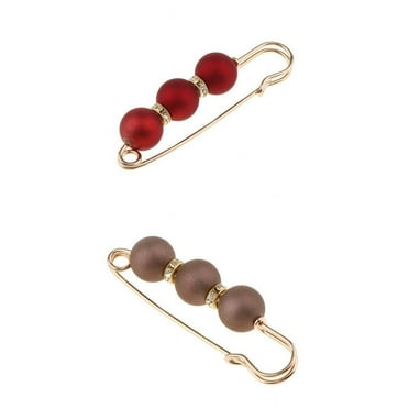 2Pcs Pearl Brooch Pins Collar Coat Pin Jewelry Alloy Decorative Pins