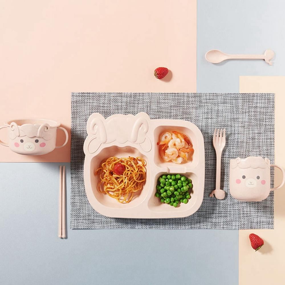 6Piece Bamboo Dinner Set for Kids, Toddlers EcoFriendly Dinnerware