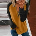 thumbnail image 2 of Clearance Sales Online Deals Juebong Women Casual Solid Zipper Splicing Loose Hooded Long Sleeve V-Neck Tops, 2 of 5