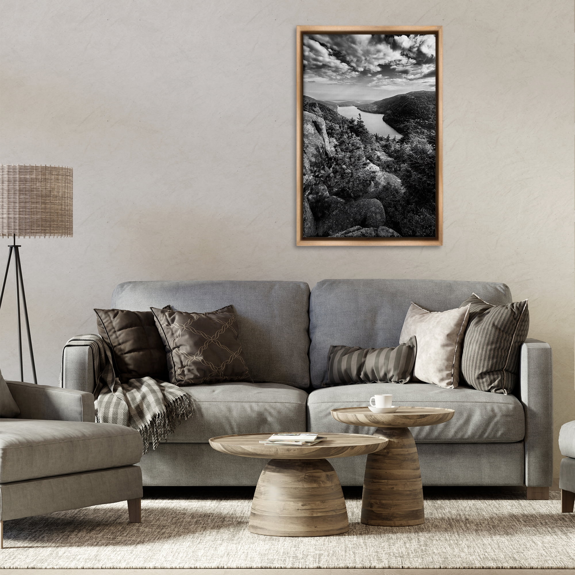 Stupell Industries Looking Over Cliffs Landscape Landscape & Nature Photography Brown Floater Framed Canvas Art Print Wall Art, 21 x 31