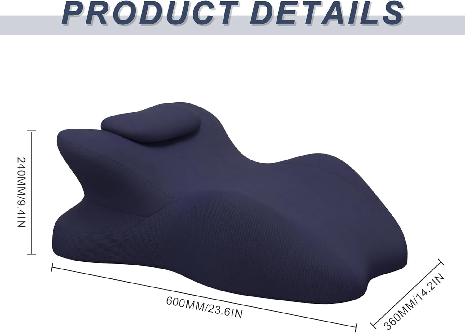 Memory Foam Wedge Pillow  Prone For Sleeping Reading Bed Support & Sitting Up Ideal Massage With Removable Cover
