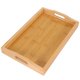 thumbnail image 1 of Bandeja para servir bambú, bandeja de madera con asas, ideal para bandejas de cena, bandeja de té, bandeja de bar, desayuno, 1 of 5