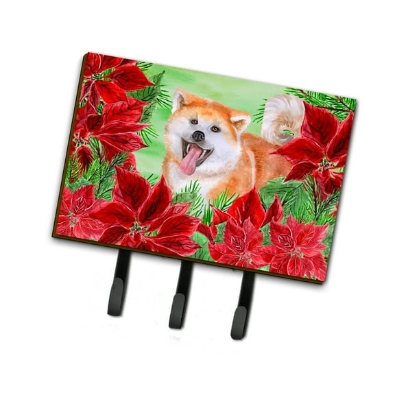 Akita Poinsettas Leash or Key Holder