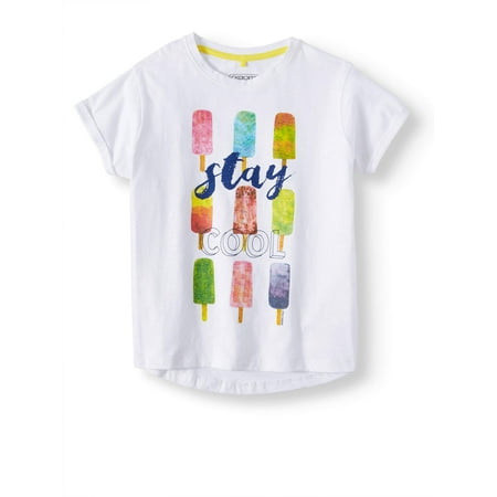 British Boatneck Tee - Stay Cool Boatneck Glitter Graphic T-Shirt (Little Girls & Big Girls)