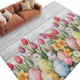thumbnail image 6 of Easter Area Rug 8x10 Washable Rug Non Slip Retro Spring Bunny Eggs Tulip Farm Wooden Grain Large Area Rug Soft Stainresistant Indoor Floor Carpet for Living Room Bedroom Home Office Dining Room, 6 of 8