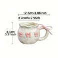 thumbnail image 1 of Taza de café de cerámica con diseño de lazo pintado a mano en relieve 3D creativo, embalaje de caja de regalo exquisito, regalo perfecto, 1 of 2